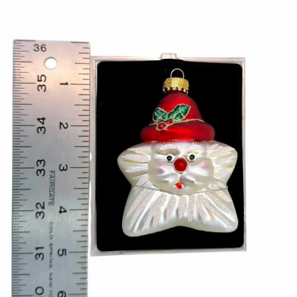 Vintage Santa Clause Star Christmas Ornament Hand Painted BNIB